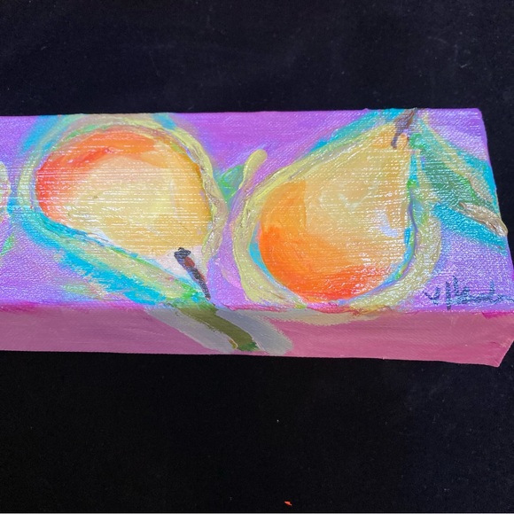 Summer Pears On lavender Original Acrylic Painting  12”x4”x1.5”on canvas - Picture 6 of 11